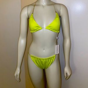 BNWT! Neon Yellow Bikini w/ Clear Straps